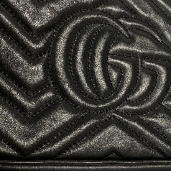 Auth GUCCI GG Marmont Quilting Small Shoulder Bag 447632 Black Leather - Picture 8 of 16